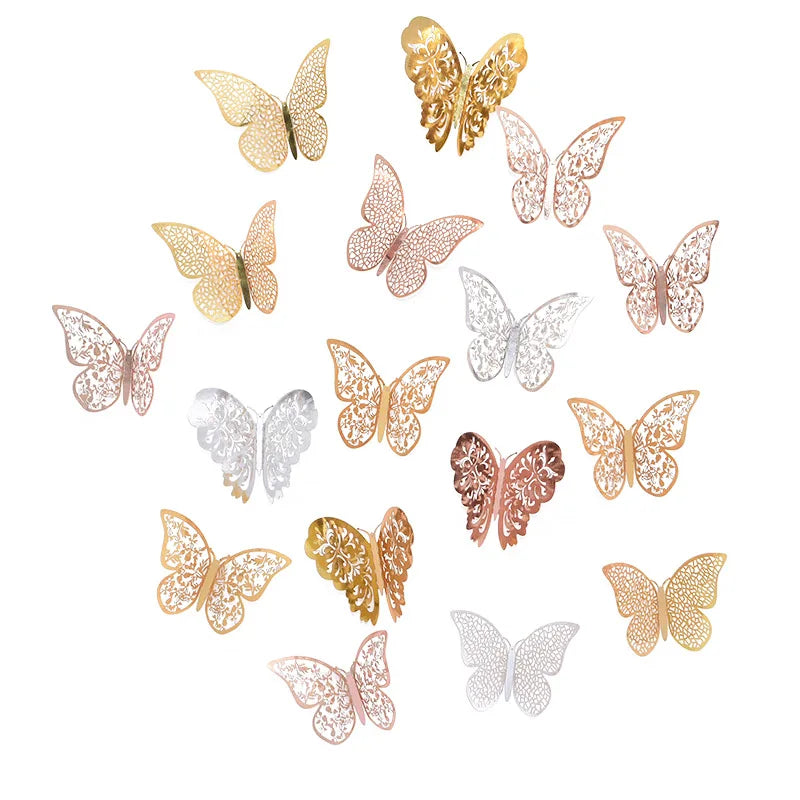 12 Piece 3D Hollow Butterfly Stickers