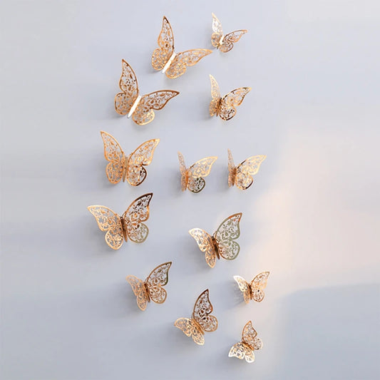 12 Piece 3D Hollow Butterfly Stickers