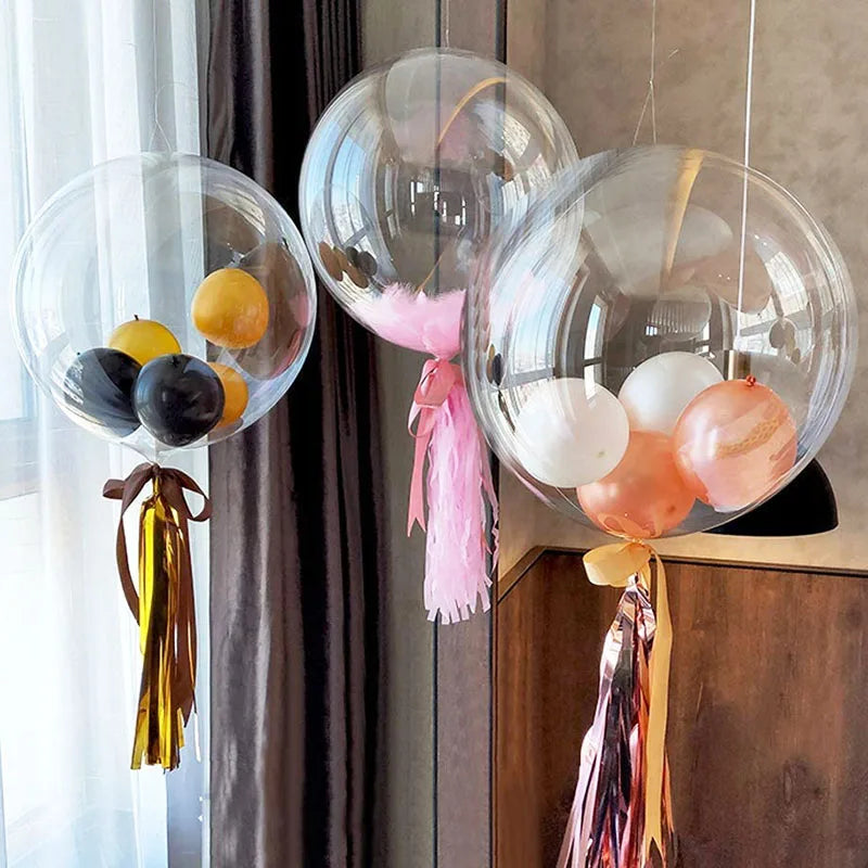 10 Piece 10-24 Inch Transparent Bobo Bubble Balloons