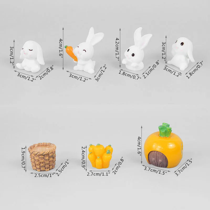 4 Piece Miniature Rabbit Sets For DIY