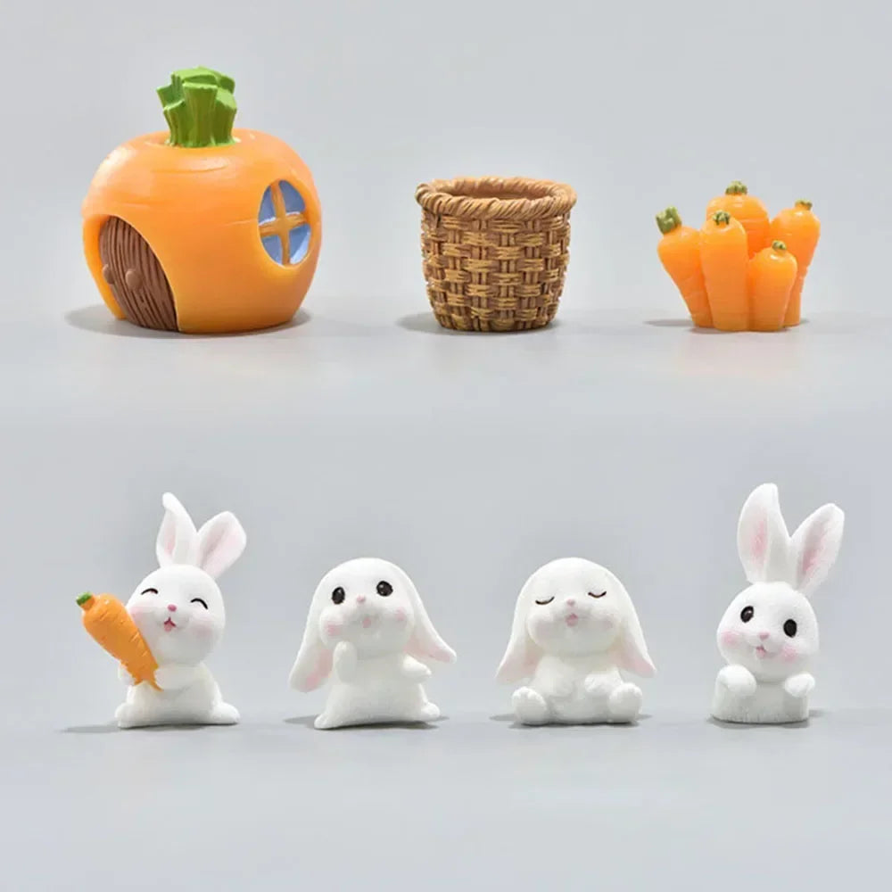 1-7 Piece Cute Mini Rabbit Figurines For DIY