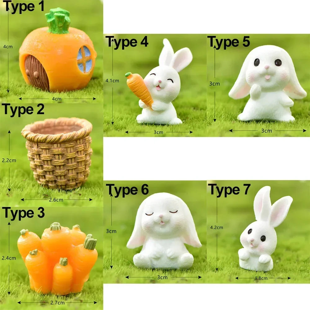 1-7 Piece Cute Mini Rabbit Figurines For DIY