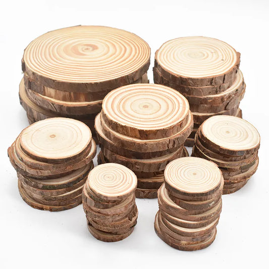 3-12cm Thick Natural Pine Round Wood Slices For DIY